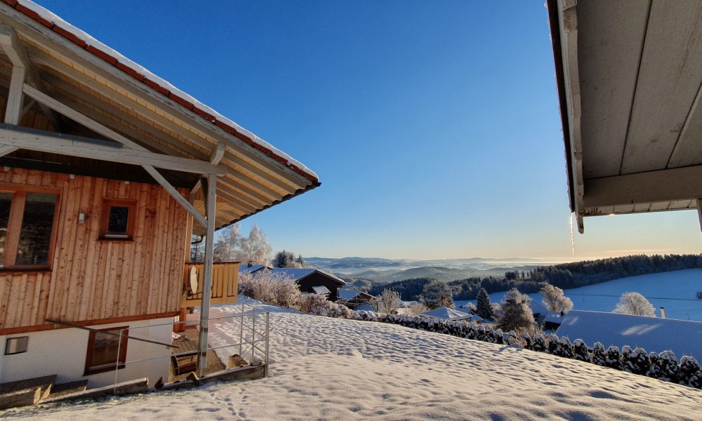 Ferienhaus Solla Bayerischer Wald Gartenblick im Winter